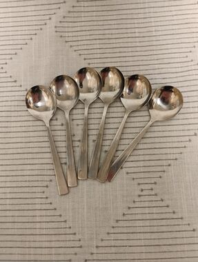 Dental Airlines Stainless Steel Silver Soup Spoons - Set of 6